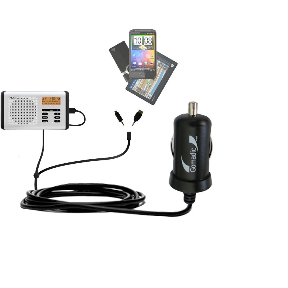 Double Port Micro Gomadic Car / Auto DC Charger suitable for the PURE Move 400D - Charges up to 2 devices simultaneously with Gomadic TipExchange Technology