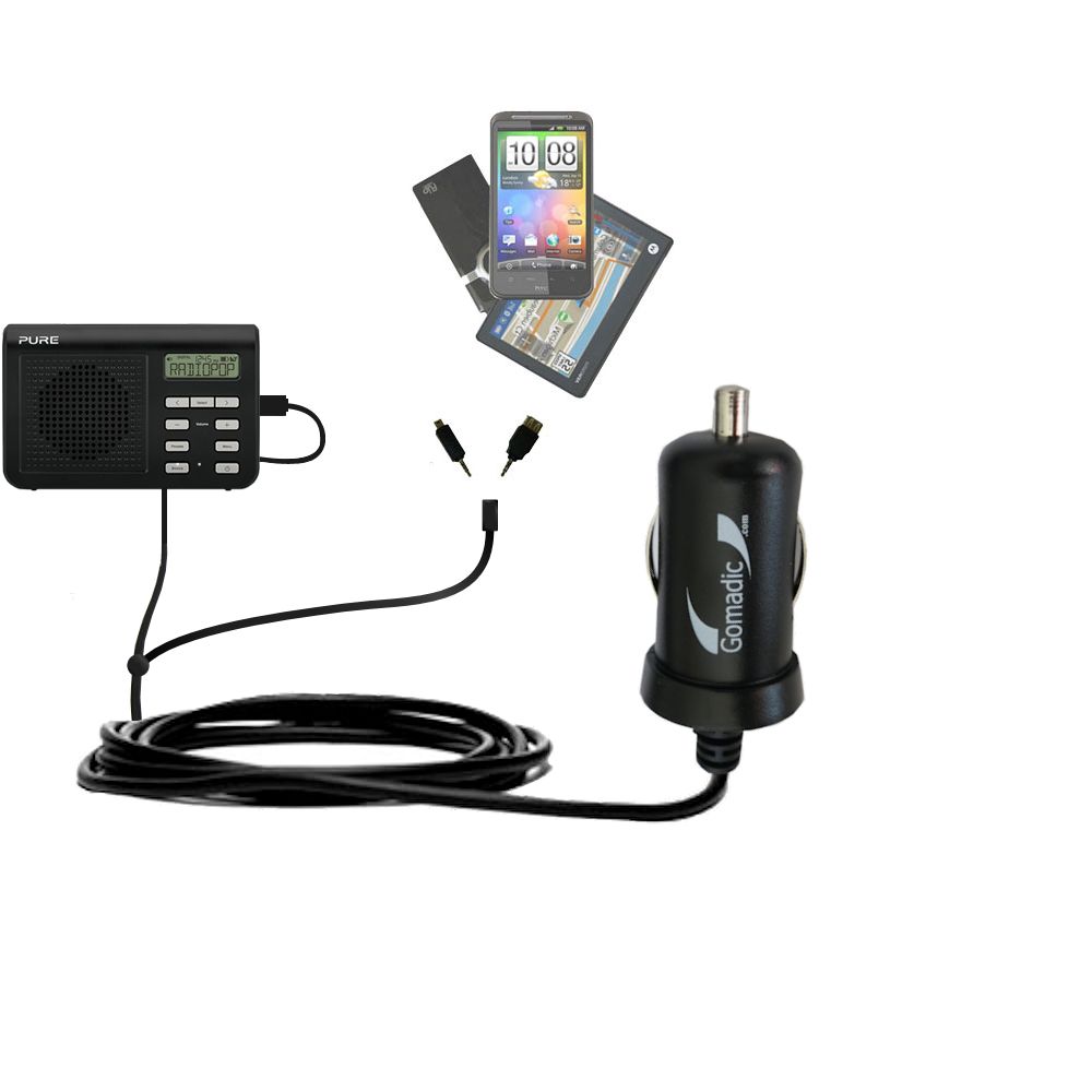 mini Double Car Charger with tips including compatible with the PURE One Mi Series 2