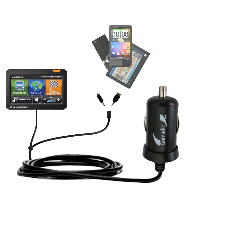 mini Double Car Charger with tips including compatible with the Rand McNally Intelliroute TND 510 710 720