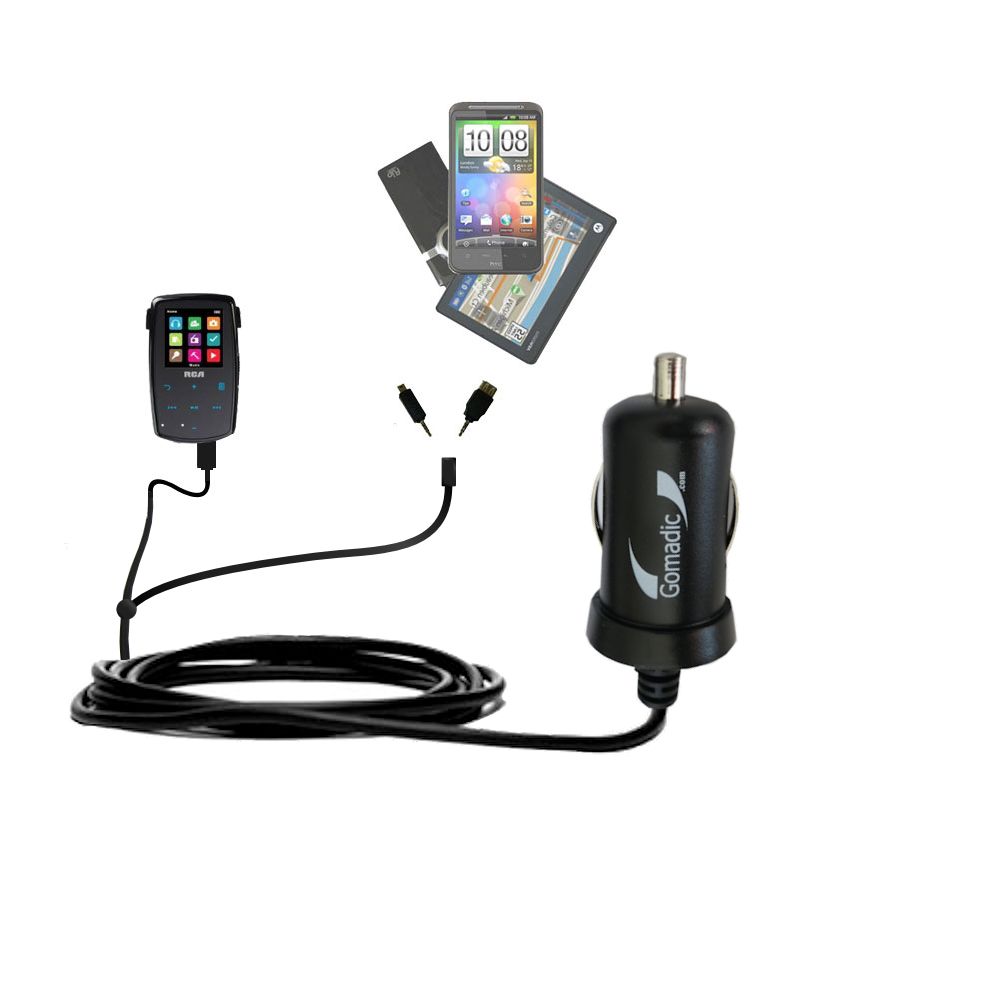 mini Double Car Charger with tips including compatible with the RCA M3804 Lyra Digital Media Player