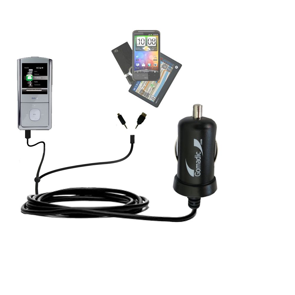 mini Double Car Charger with tips including compatible with the RCA M4304 Digital Music Player