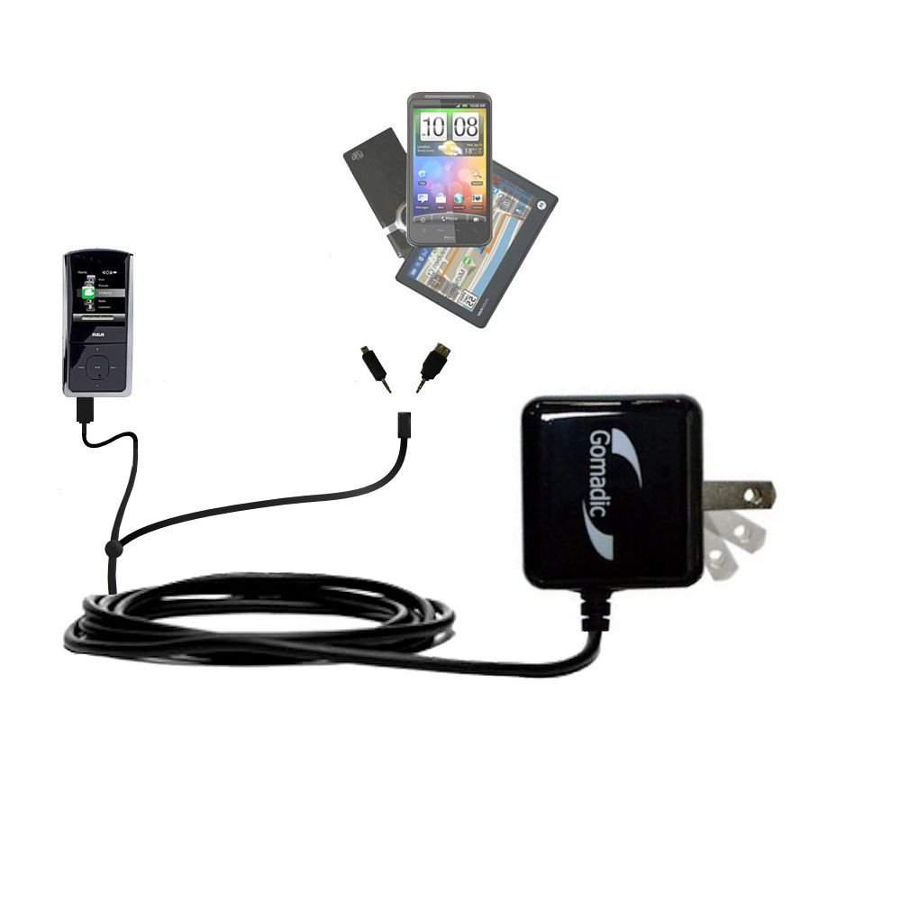 Double Wall Home Charger with tips including compatible with the RCA M4308 Digital Music Player
