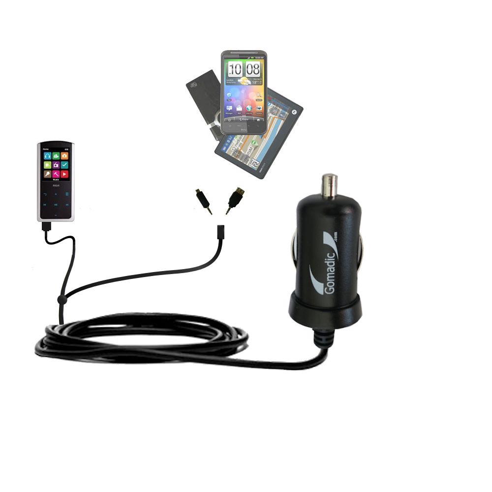 mini Double Car Charger with tips including compatible with the RCA M4608 Lyra Digital Media Player