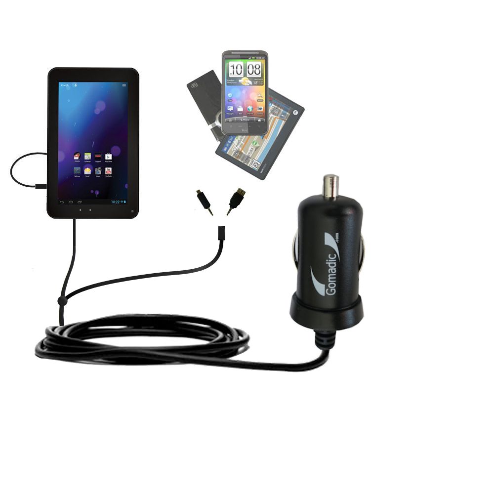 mini Double Car Charger with tips including compatible with the RCA RCT6077W2 / RCT6077W22