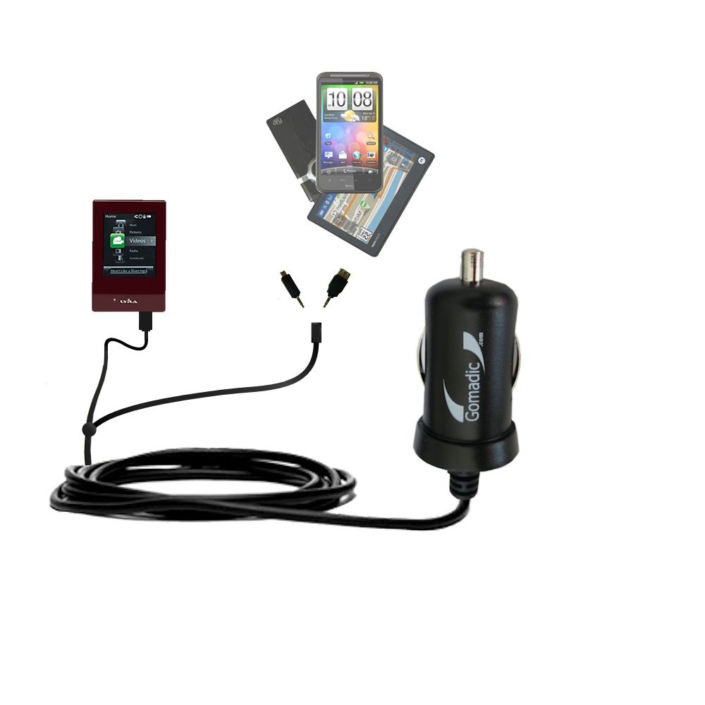 mini Double Car Charger with tips including compatible with the RCA SL5016 LYRA Slider Media Player