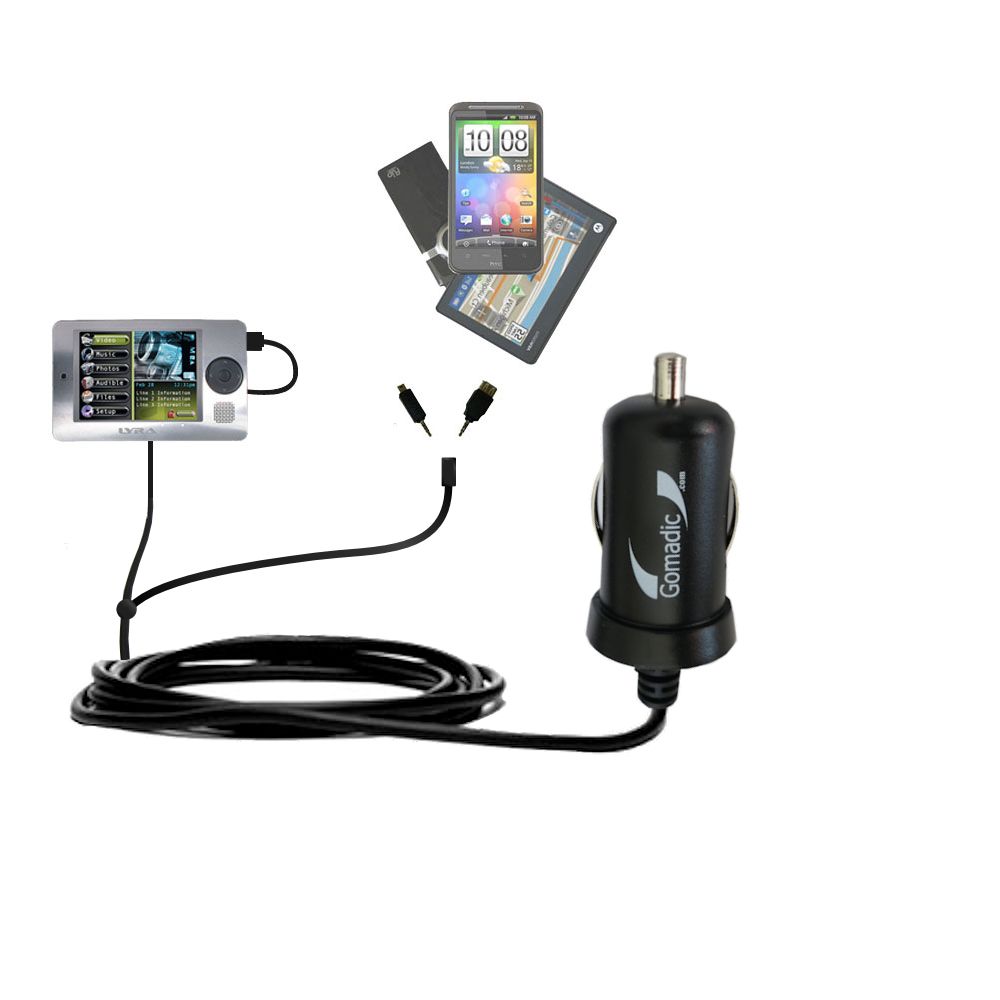 mini Double Car Charger with tips including compatible with the RCA X3000 LYRA Media Player
