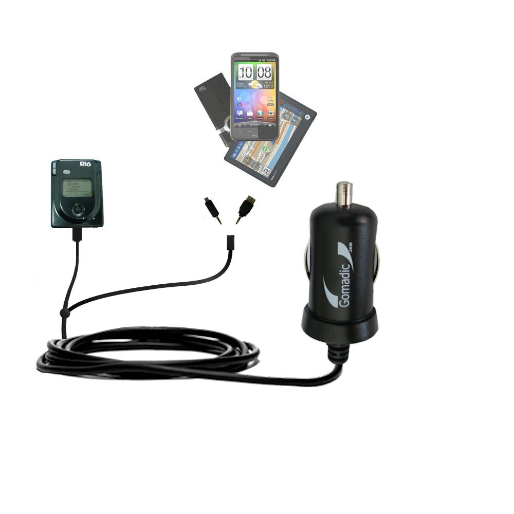 mini Double Car Charger with tips including compatible with the Rio Eigen