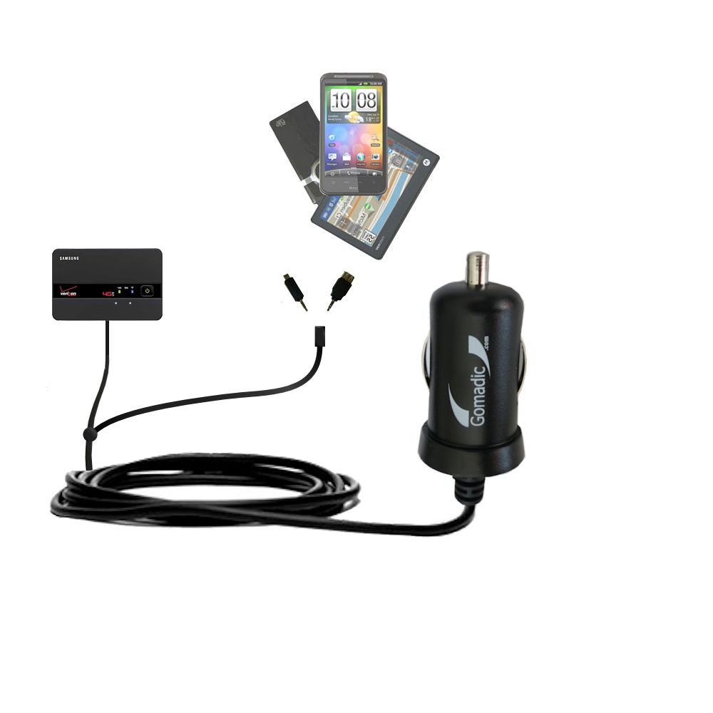 mini Double Car Charger with tips including compatible with the Samsung 4G LTE SCH-LC11 Hotspot