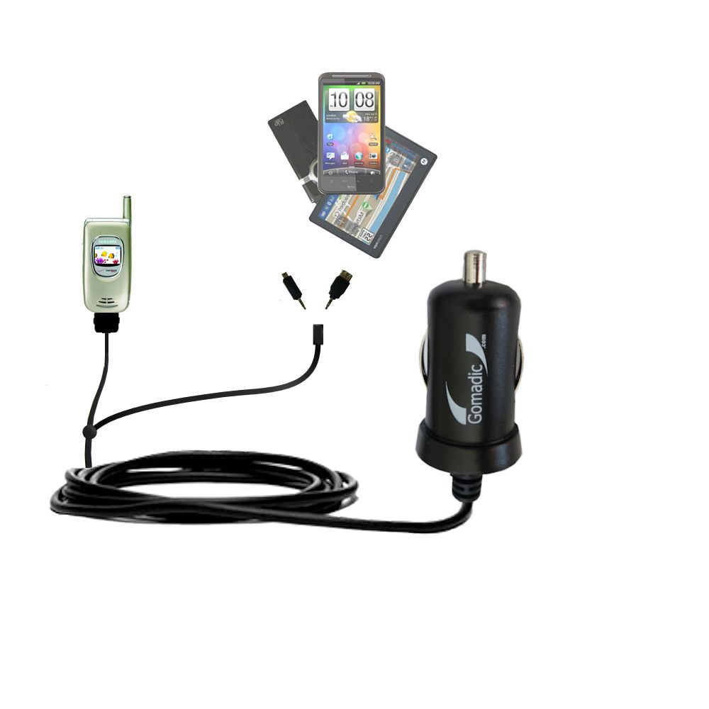 mini Double Car Charger with tips including compatible with the Samsung A530 A540 A580