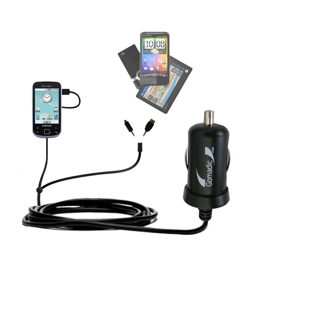 mini Double Car Charger with tips including compatible with the Samsung Acclaim