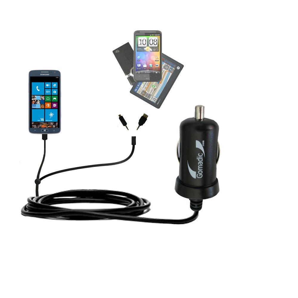 mini Double Car Charger with tips including compatible with the Samsung ATIV S Neo