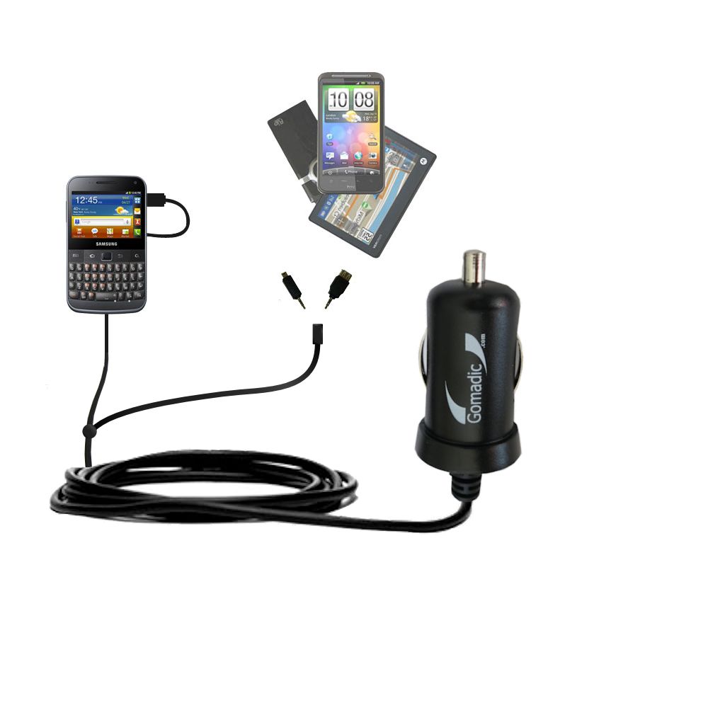 mini Double Car Charger with tips including compatible with the Samsung B8500