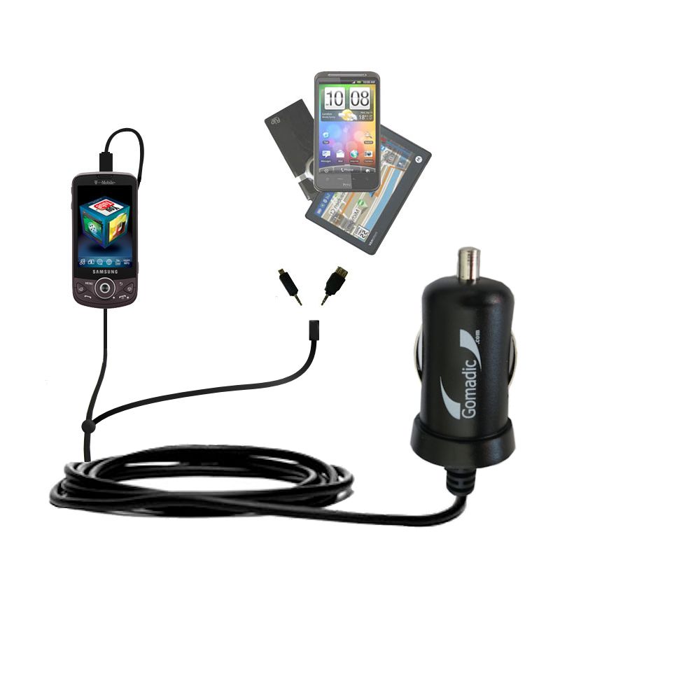 mini Double Car Charger with tips including compatible with the Samsung Behold II (SGH-T939)