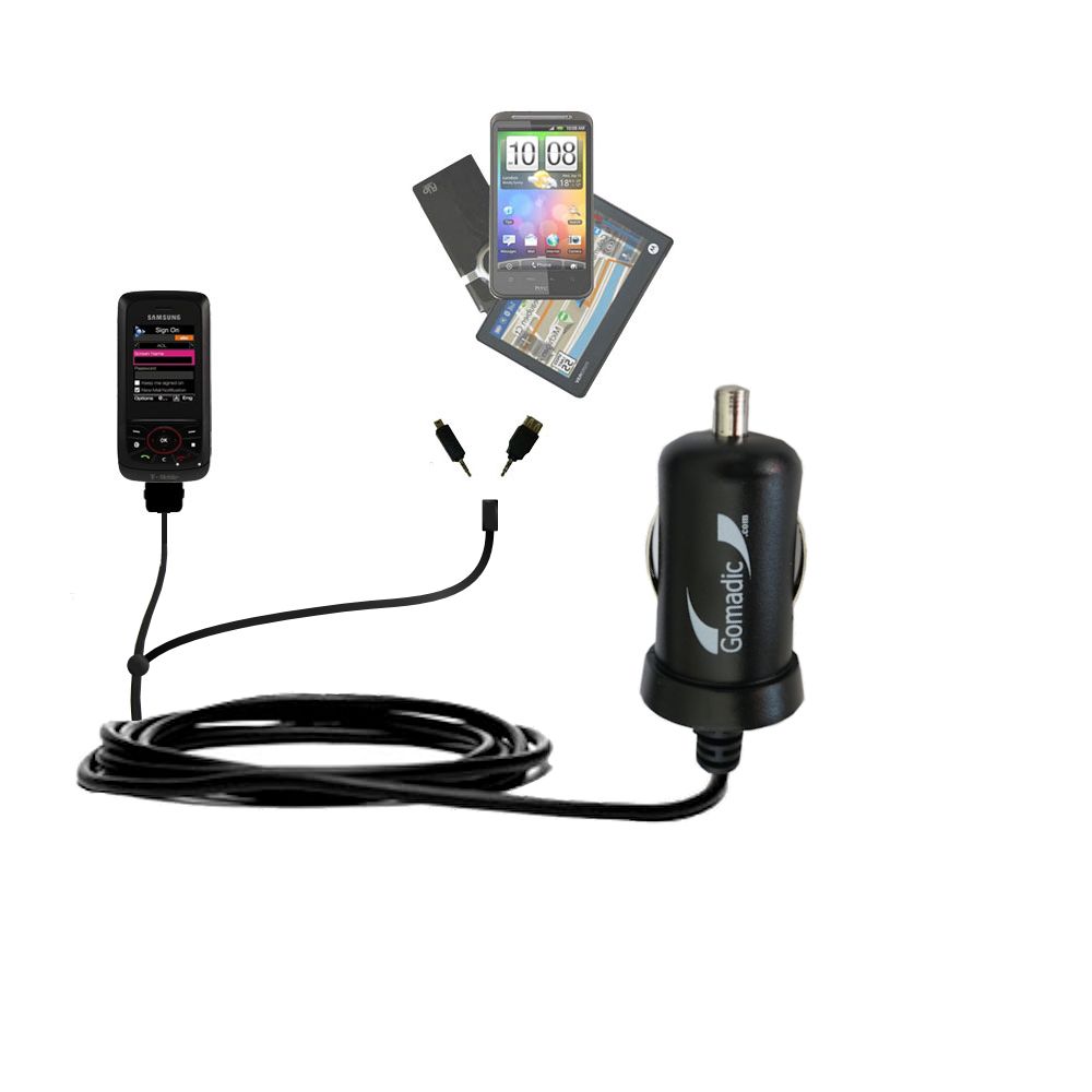 mini Double Car Charger with tips including compatible with the Samsung Blast