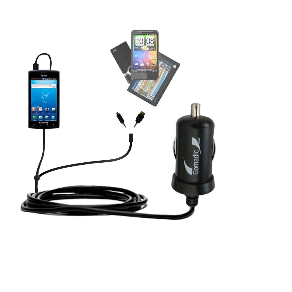mini Double Car Charger with tips including compatible with the Samsung Captivate