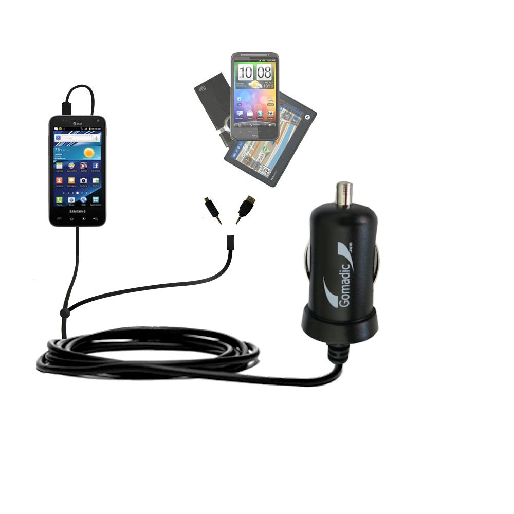 mini Double Car Charger with tips including compatible with the Samsung Captivate Glide