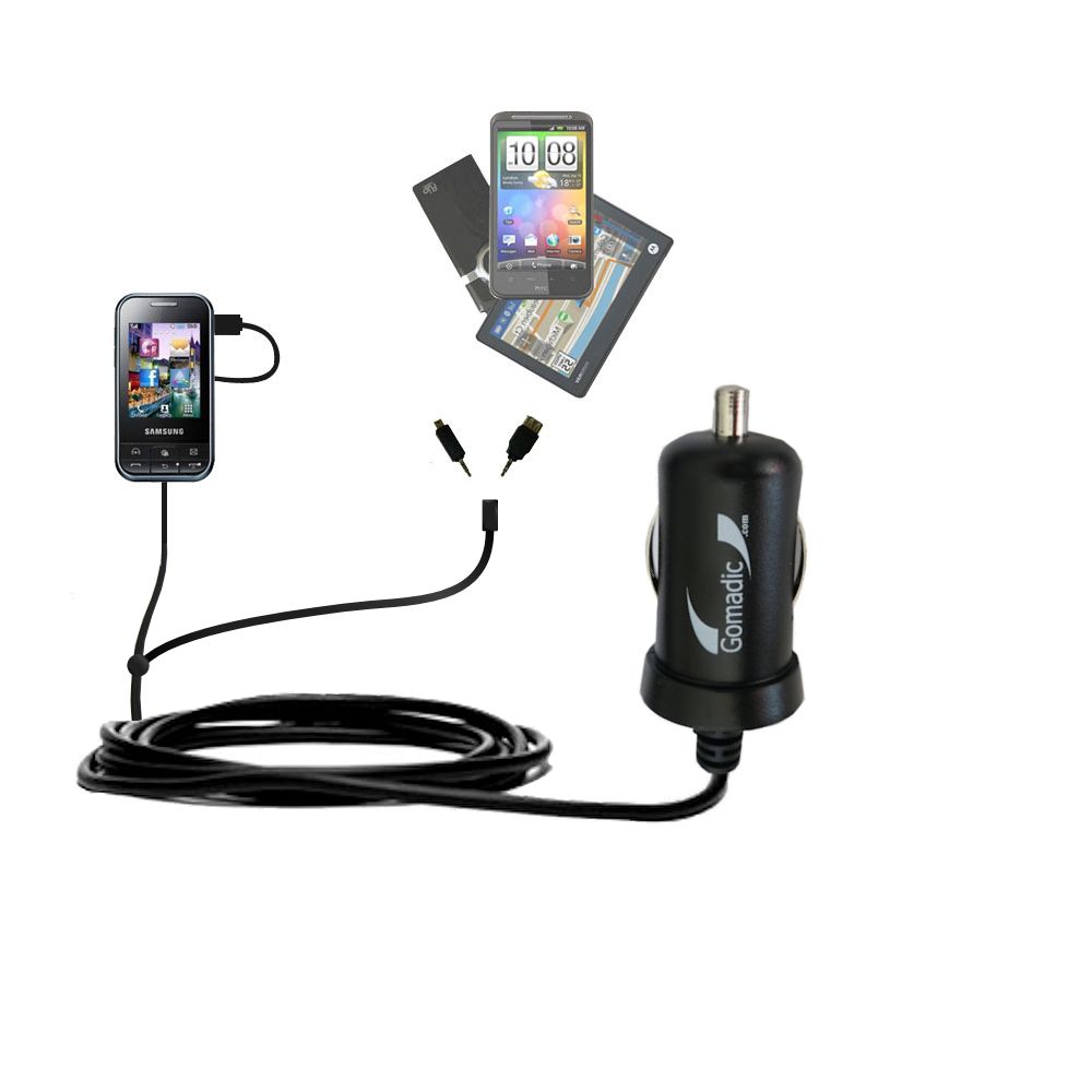 mini Double Car Charger with tips including compatible with the Samsung Chat 350