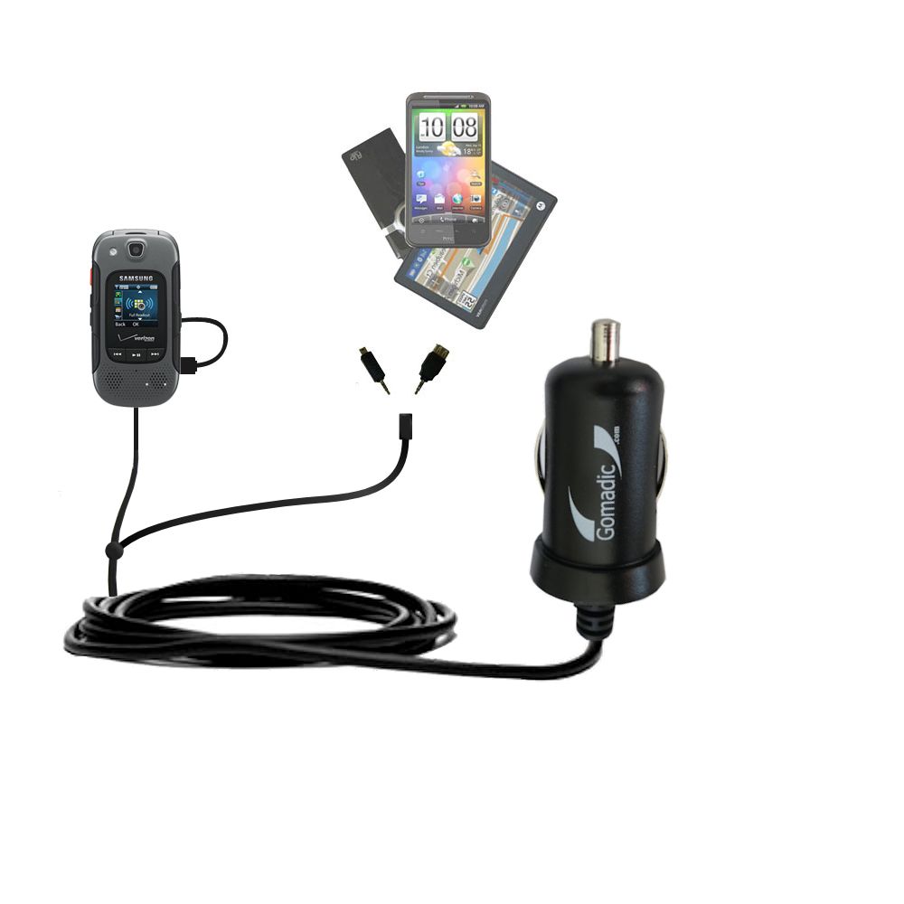 mini Double Car Charger with tips including compatible with the Samsung Convoy 3