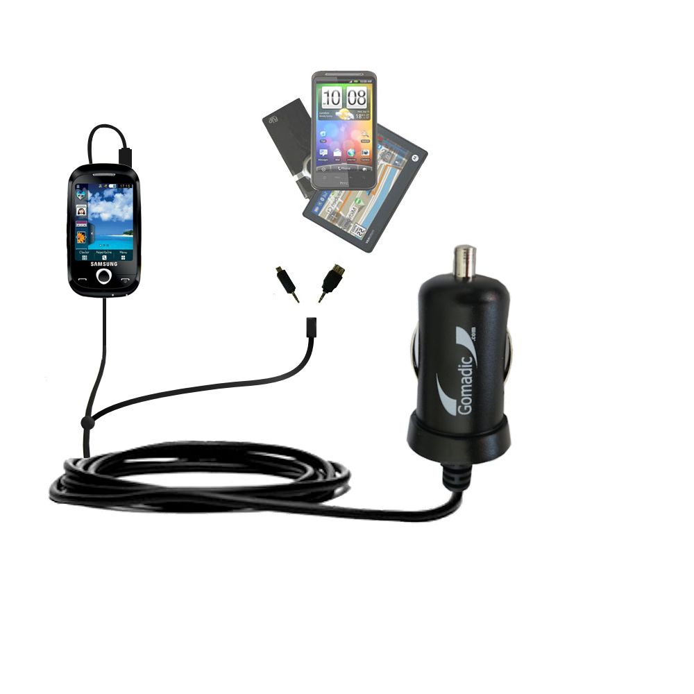 mini Double Car Charger with tips including compatible with the Samsung Corby