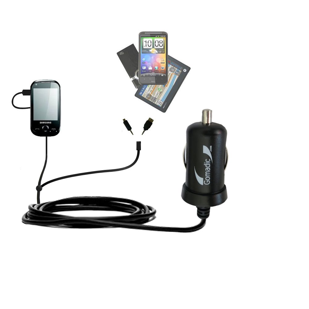 mini Double Car Charger with tips including compatible with the Samsung Corby Pro BR5310R