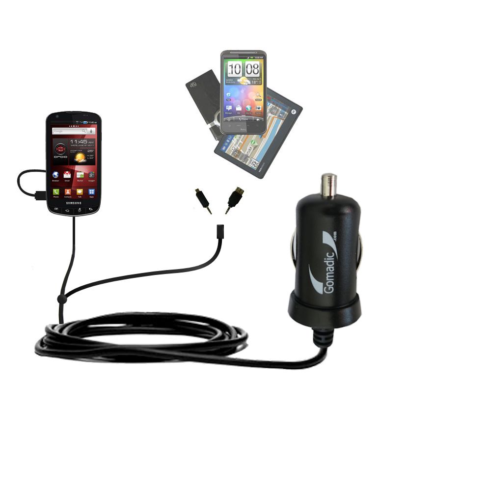 mini Double Car Charger with tips including compatible with the Samsung Droid Charge