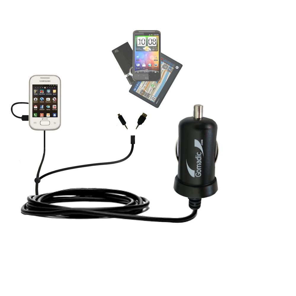 mini Double Car Charger with tips including compatible with the Samsung Duos Lite