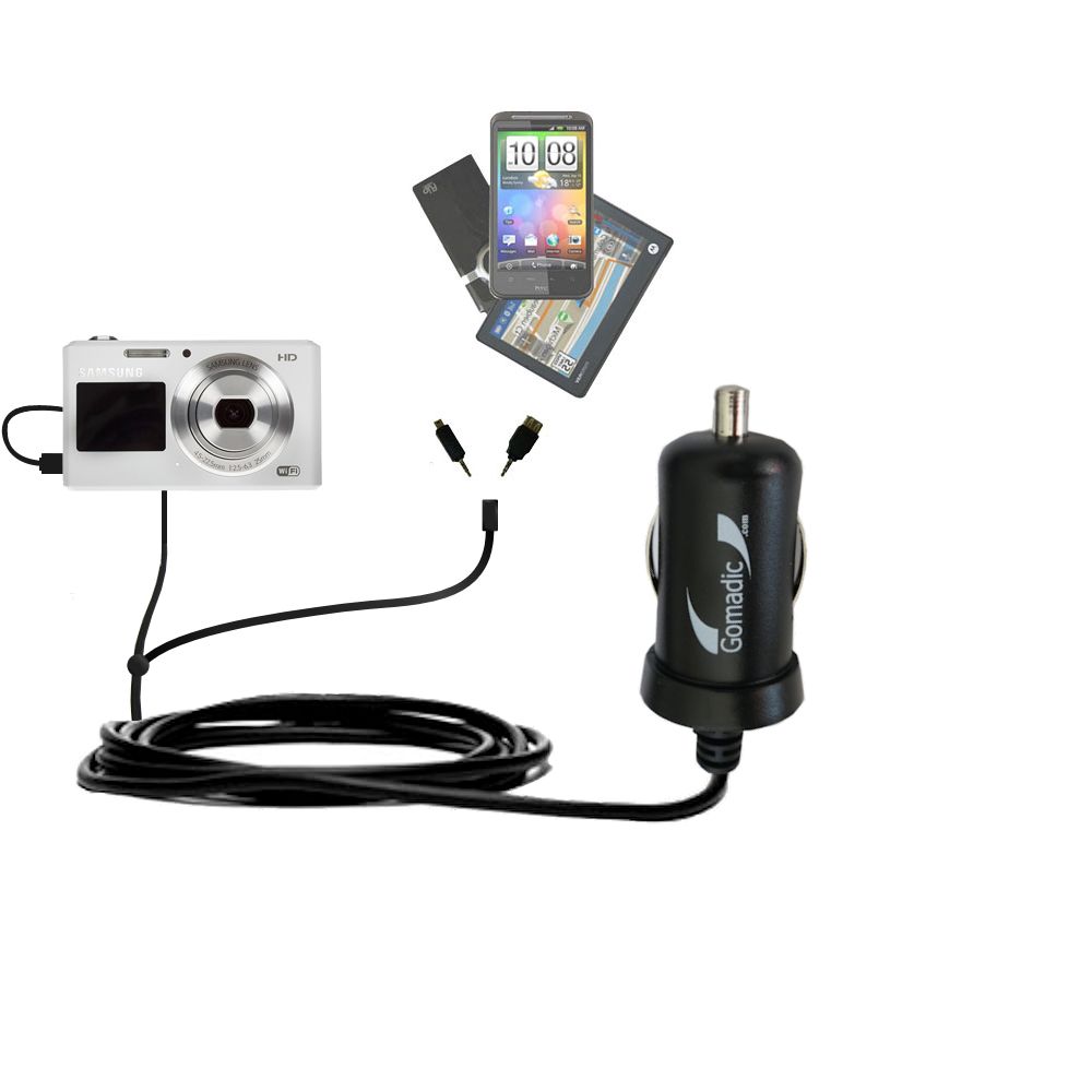 mini Double Car Charger with tips including compatible with the Samsung DV150F