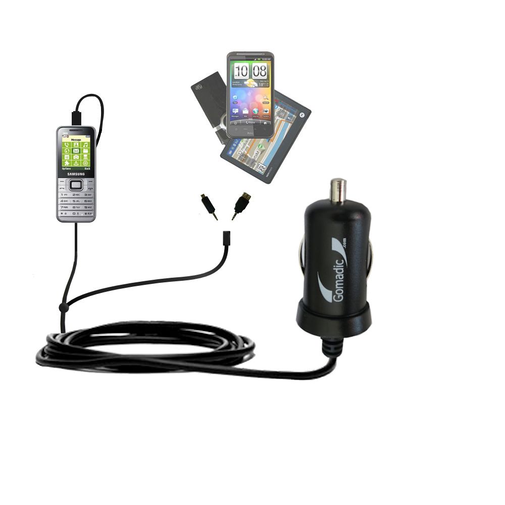 mini Double Car Charger with tips including compatible with the Samsung E3210