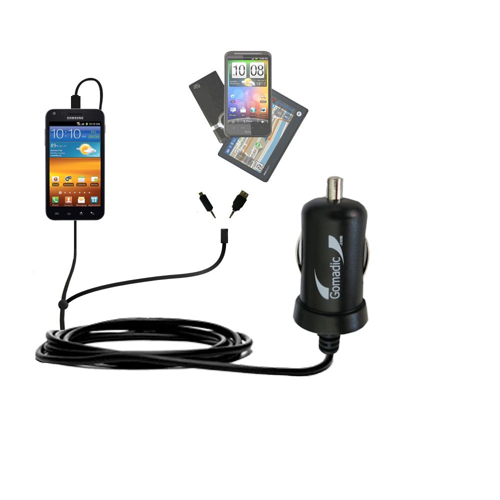 mini Double Car Charger with tips including compatible with the Samsung Epic 4G Touch