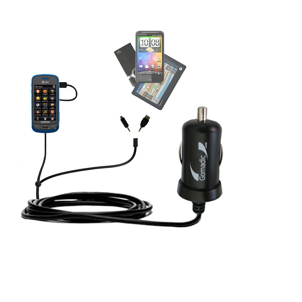 mini Double Car Charger with tips including compatible with the Samsung Eternity II
