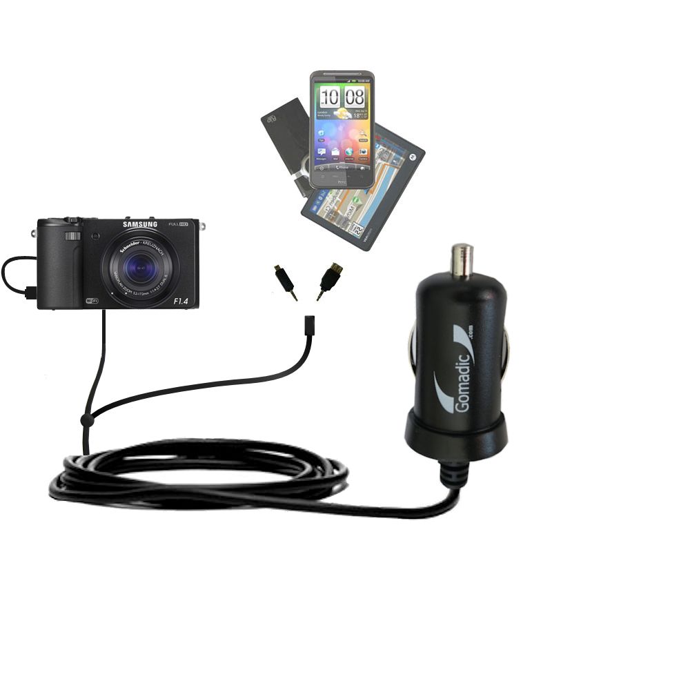 mini Double Car Charger with tips including compatible with the Samsung EX2F