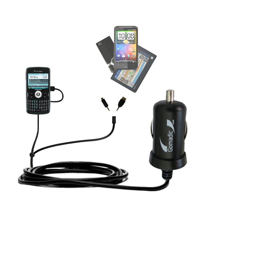 mini Double Car Charger with tips including compatible with the Samsung Exec