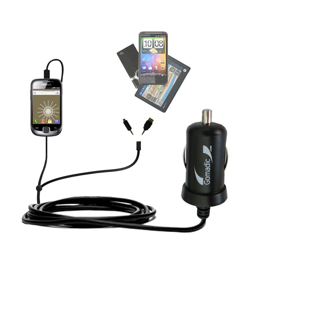 mini Double Car Charger with tips including compatible with the Samsung Fit