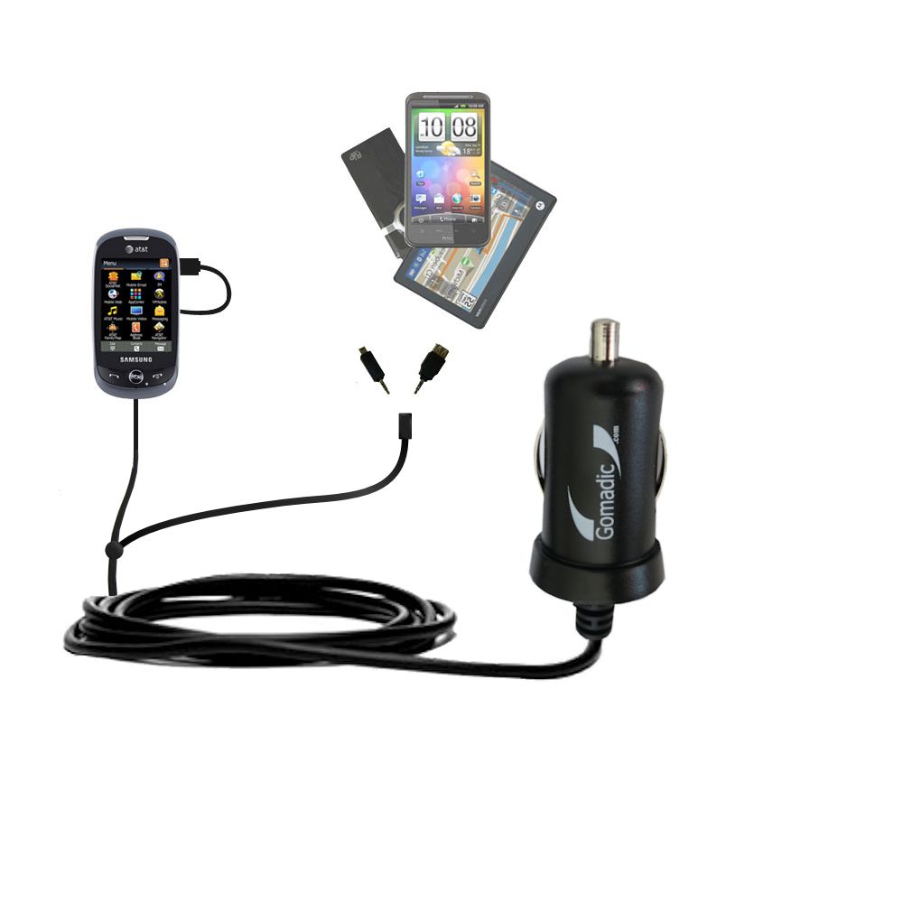 mini Double Car Charger with tips including compatible with the Samsung Flight II
