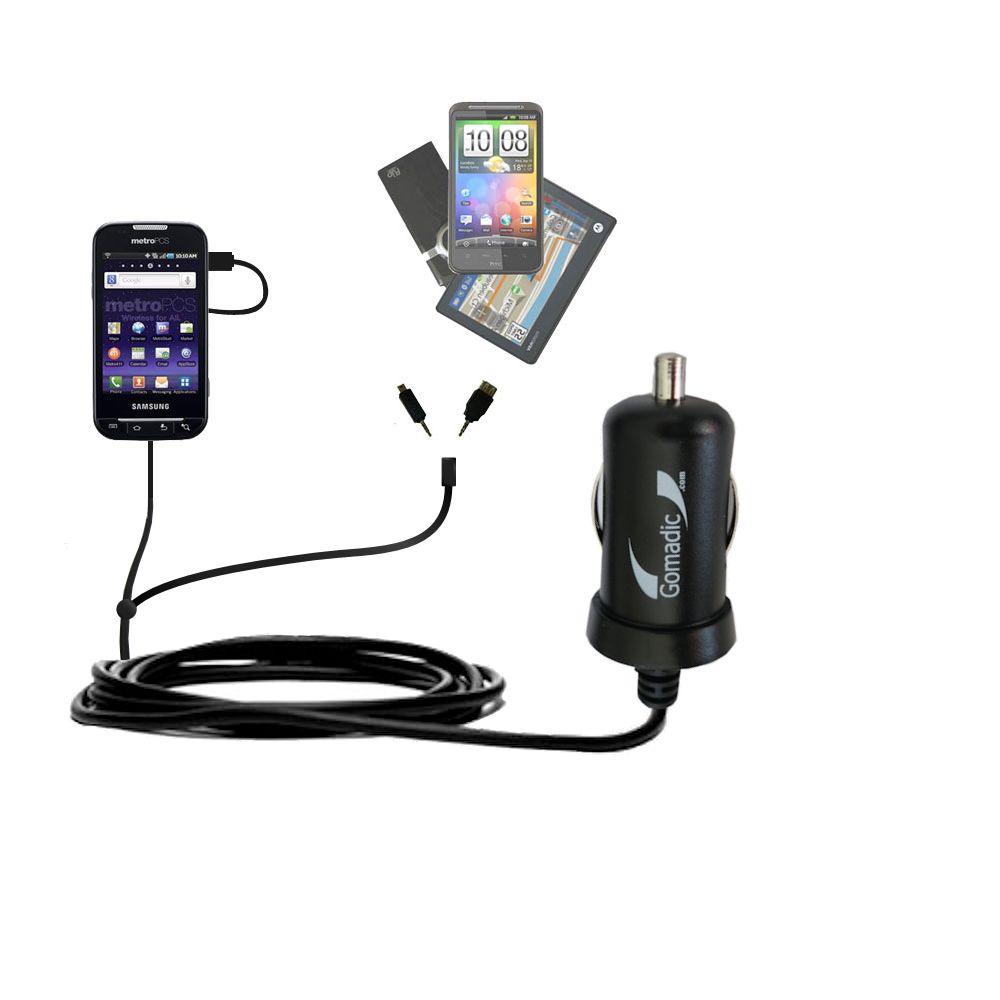 mini Double Car Charger with tips including compatible with the Samsung Forte
