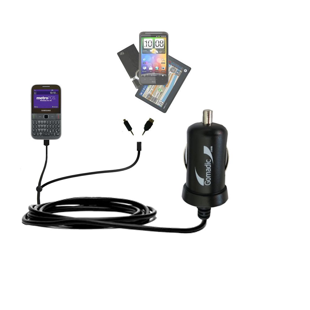 mini Double Car Charger with tips including compatible with the Samsung Freeform M