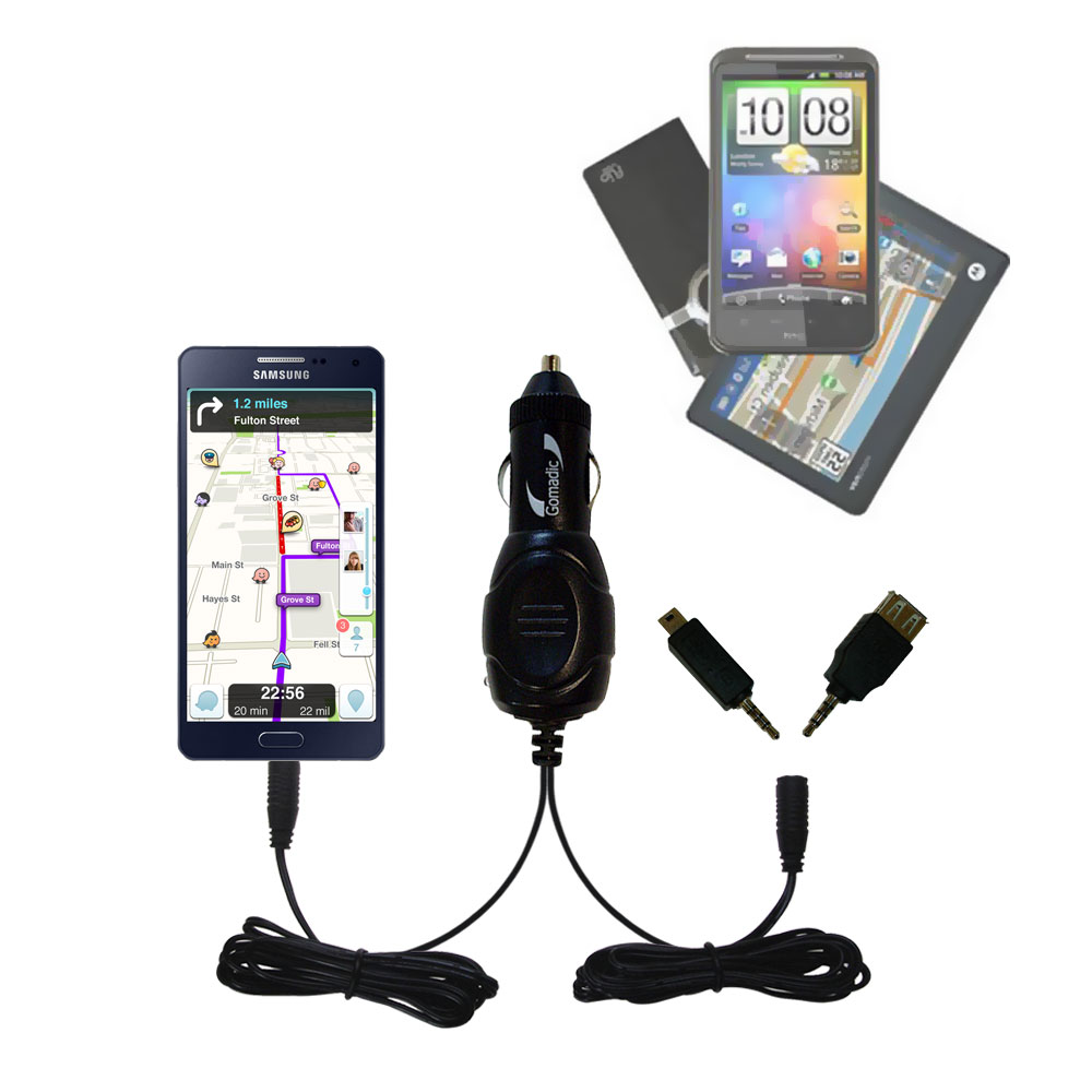 mini Double Car Charger with tips including compatible with the Samsung Galaxy A3