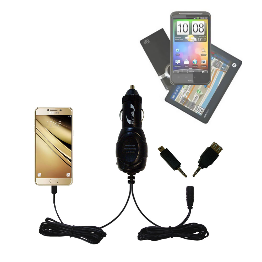 mini Double Car Charger with tips including compatible with the Samsung Galaxy C7