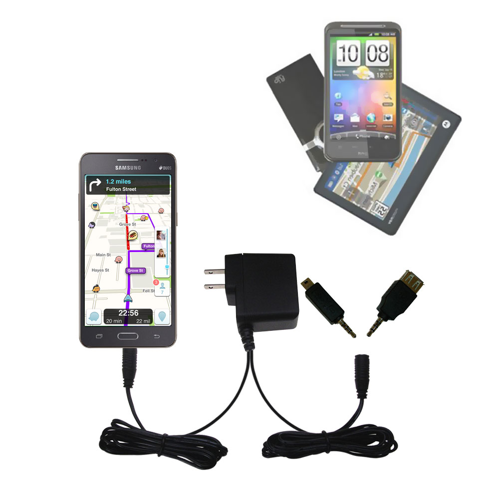Double Wall Home Charger with tips including compatible with the Samsung Galaxy Grand Prime