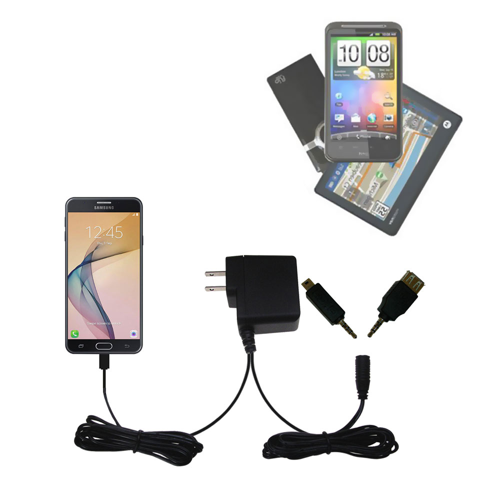 Double Wall Home Charger with tips including compatible with the Samsung Galaxy J7 / J7 Prime