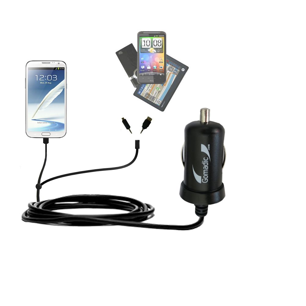mini Double Car Charger with tips including compatible with the Samsung Galaxy Note 3 / Note III