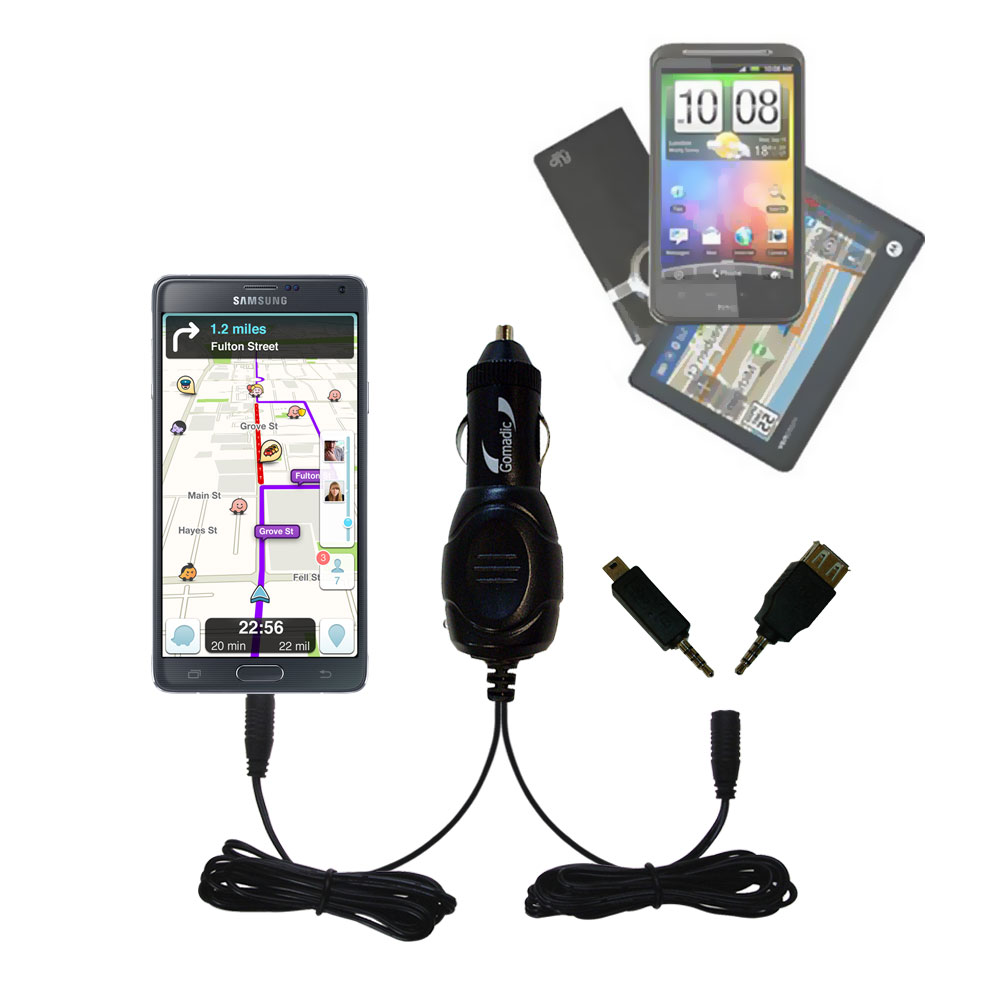 mini Double Car Charger with tips including compatible with the Samsung Galaxy Note 4
