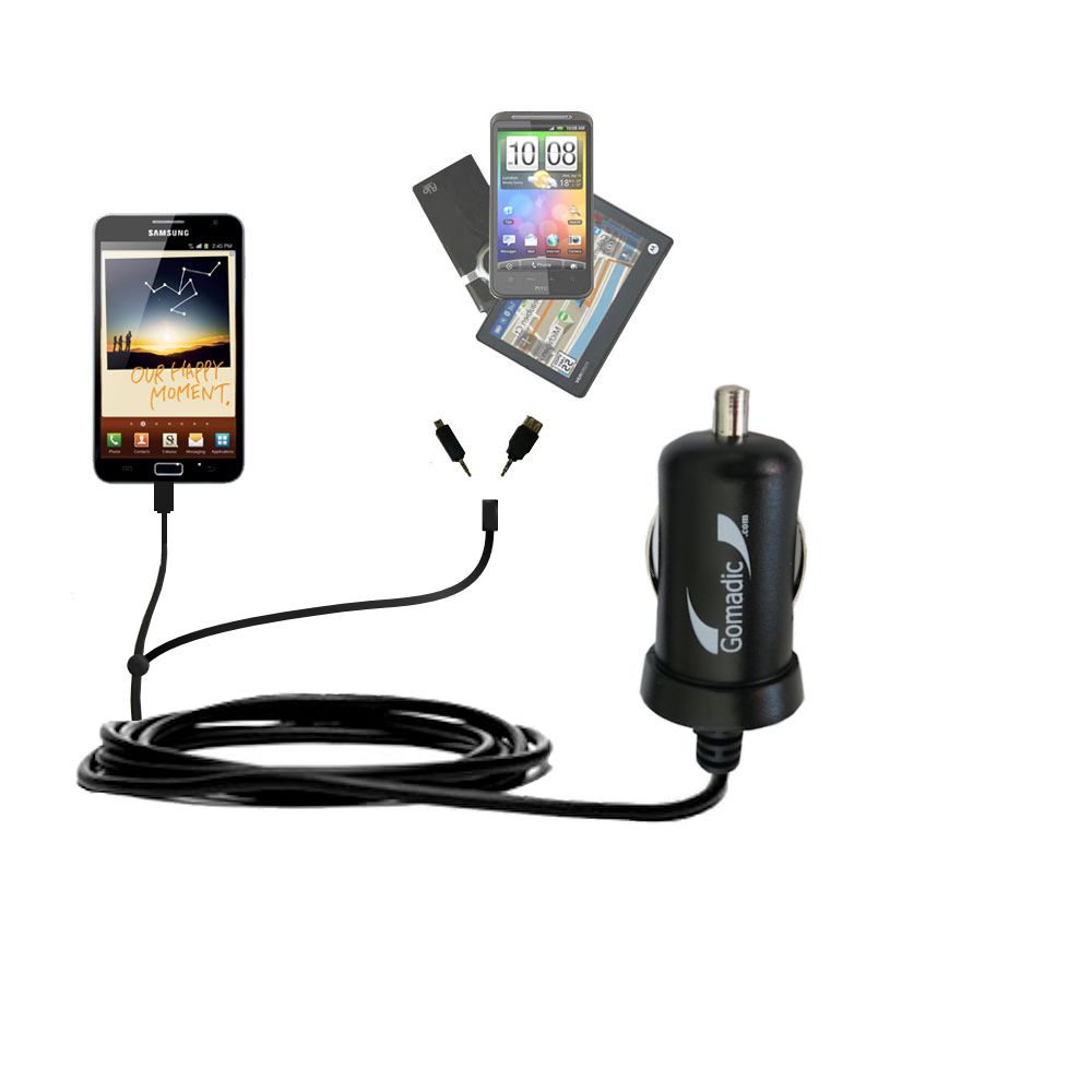 mini Double Car Charger with tips including compatible with the Samsung GALAXY Note