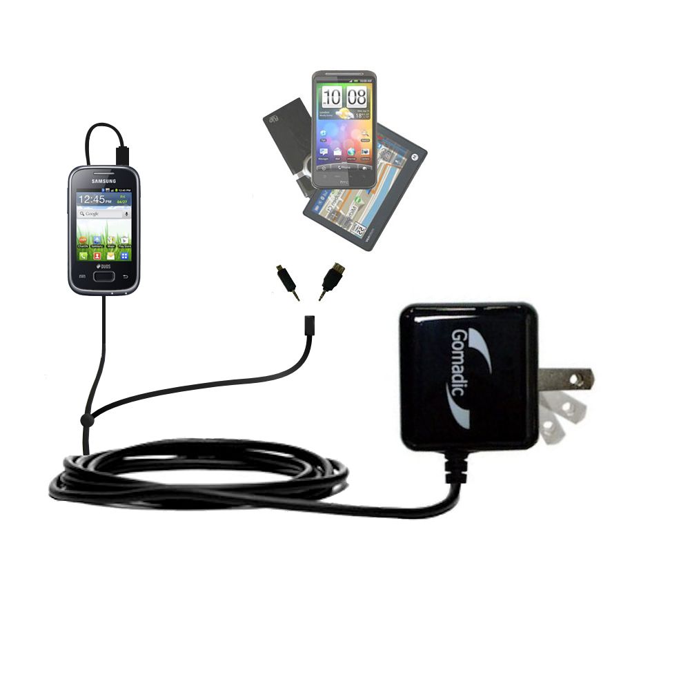 Double Wall Home Charger with tips including compatible with the Samsung Galaxy Pocket Duos