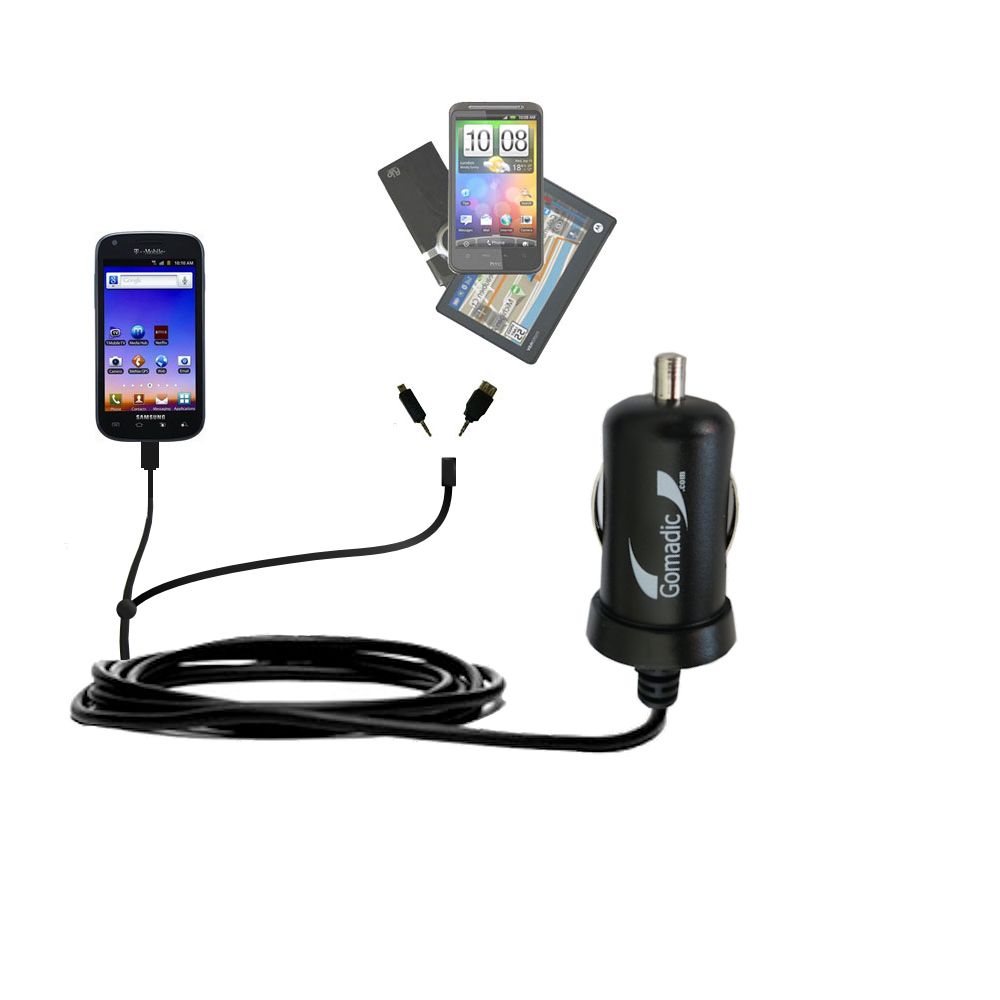mini Double Car Charger with tips including compatible with the Samsung Galaxy S Blaze / SGH-T769