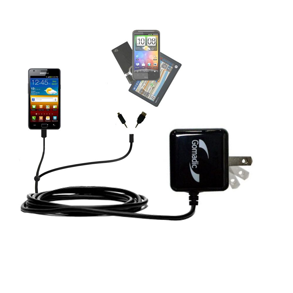 Double Wall Home Charger with tips including compatible with the Samsung Galaxy S II