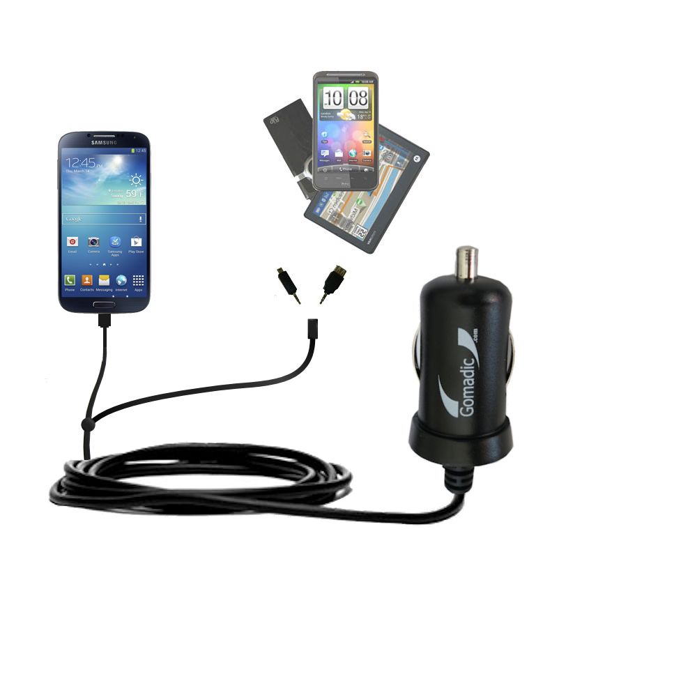 mini Double Car Charger with tips including compatible with the Samsung Galaxy S4