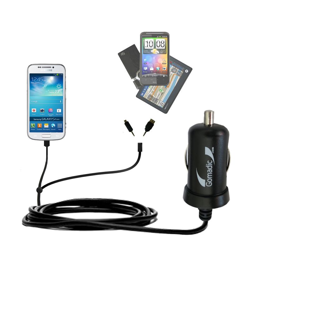 mini Double Car Charger with tips including compatible with the Samsung Galaxy S4 Zoom