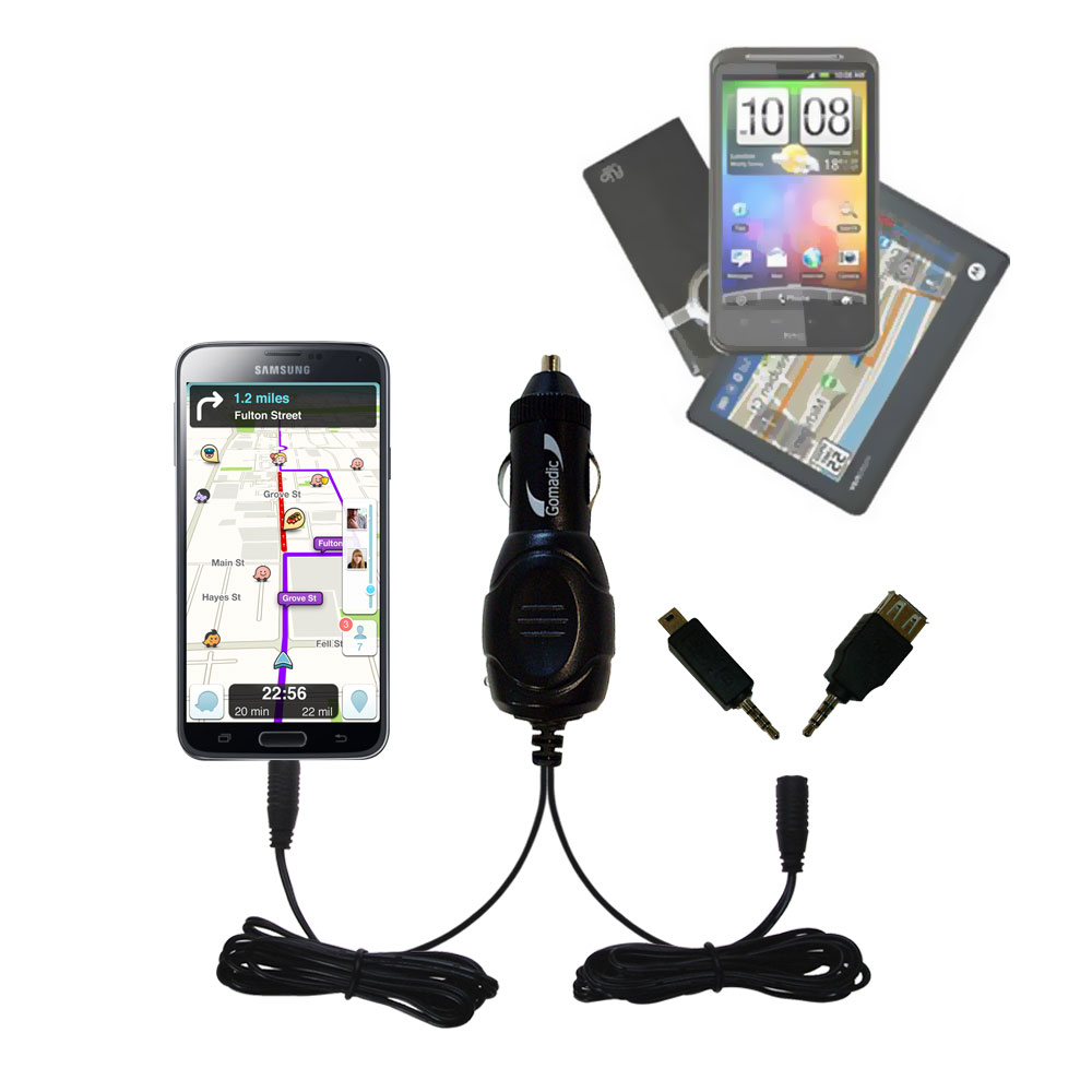 mini Double Car Charger with tips including compatible with the Samsung Galaxy S5 Plus