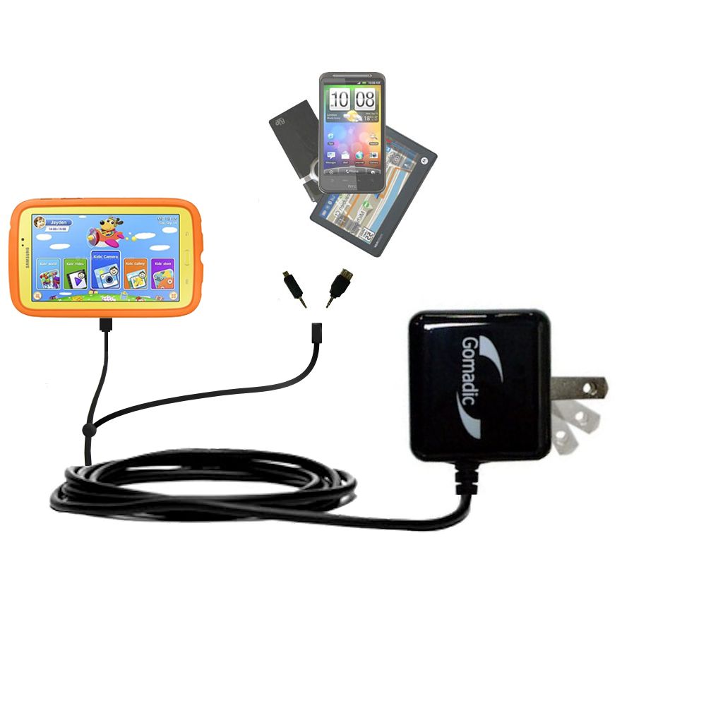 Double Wall Home Charger with tips including compatible with the Samsung Galaxy Tab 3 Kids